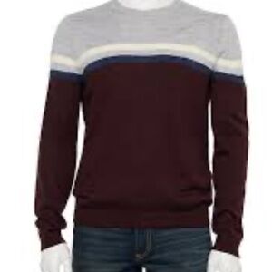 Apt. 9 Men's Gray, Blue Colorblock Pattern Crewneck Sweater SZ L